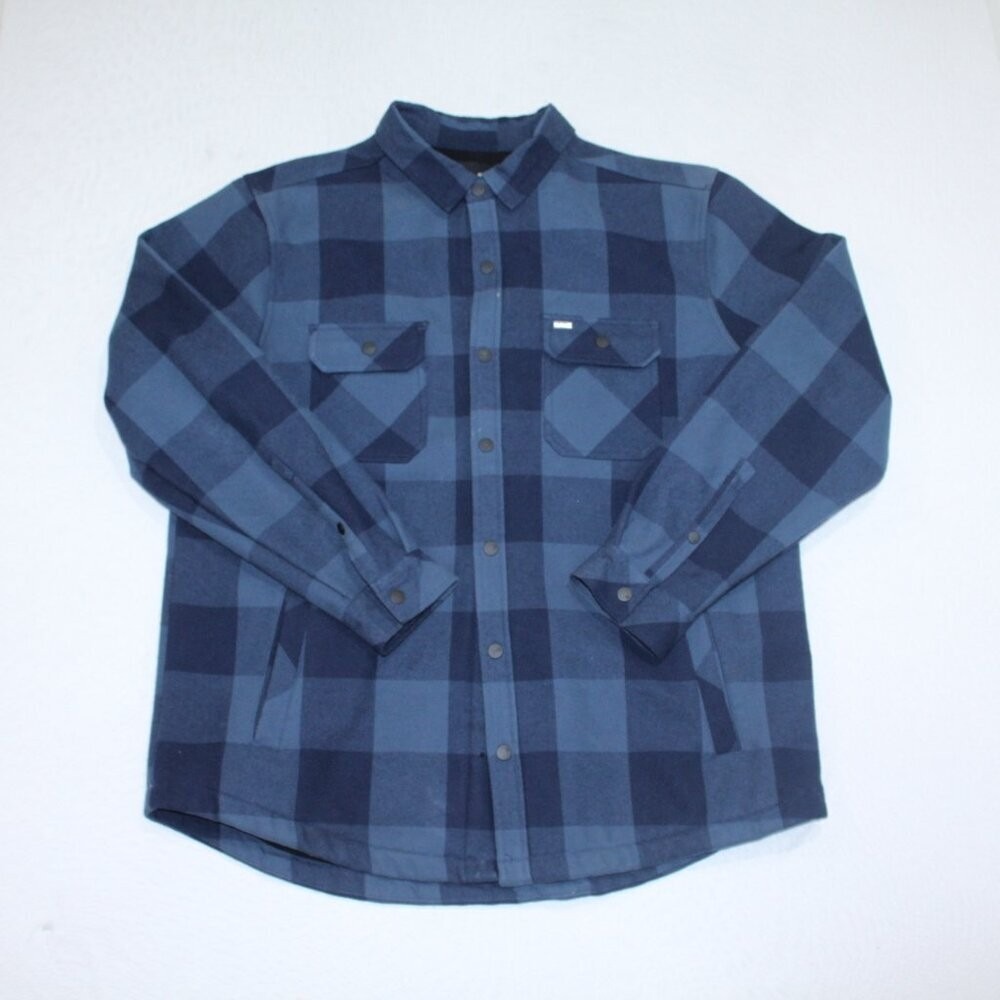Hurley Men Jacket Flannel XXL Black and Blue Parka Long Sleeve Missing Buttons